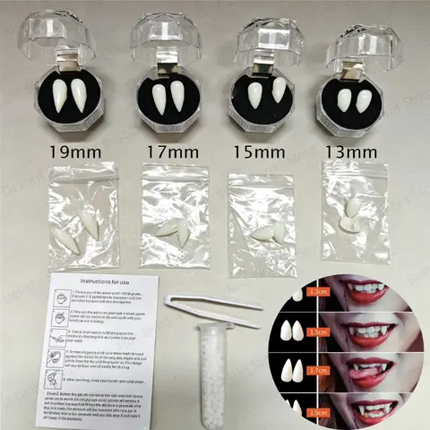 4-Size Halloween Fake Dentures Teeth Bloodcurdling Vampire Werewolves Fangs Decoration Halloween Costume DIY Cosplay