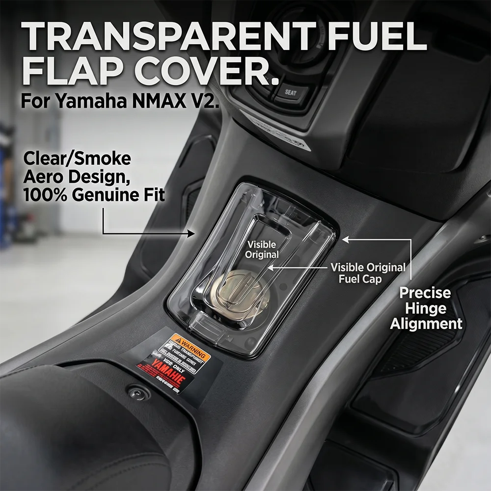 X-CLASS Motorcycle Fuel Flap Tank Cover Clear Smoke Exterior Gas Cap Door Hatch Shield for Yamaha NMAX V2 2020 2021 2022 2023 24