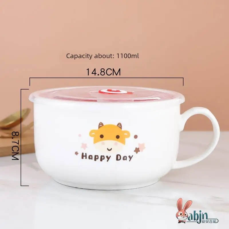 

Large Size Cerc Lunch Box with Lid for Microwave Oven Heatable Bowl with Handle Fren Preservation Cup for Office Workers