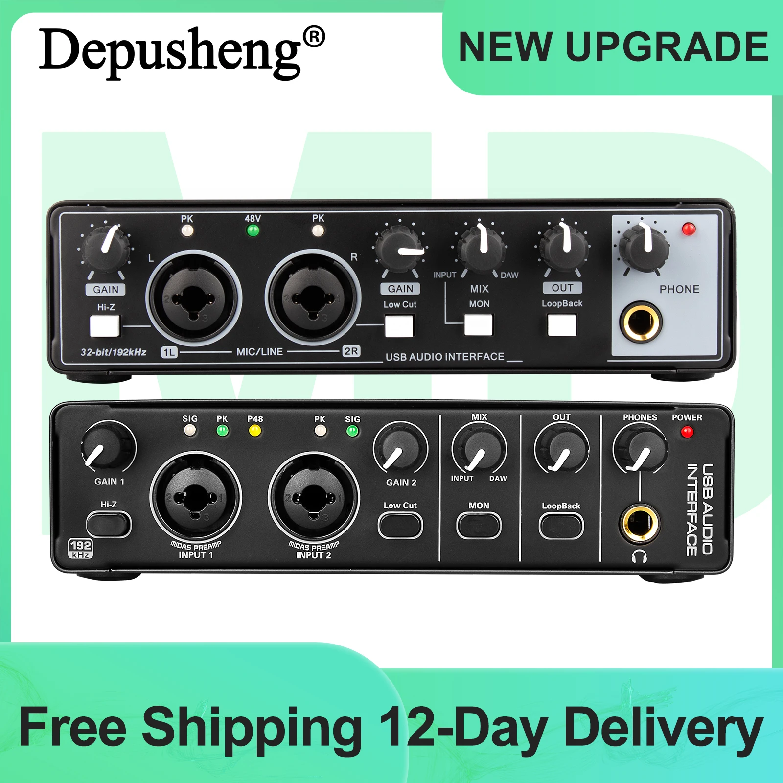 Carte son professionnelle Depusheng MD32, interface audio TYPE-C avec monitoring, guitare électrique, enregistrement en direct pour studio, chant