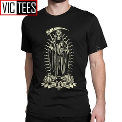 Santa Muerte T-Shirt Men Saint Death Goth Tshirt Mexican Death Muertos Mother Skull Fashion Cotton