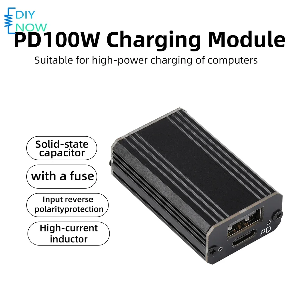 DC 9V-24V 100W PD Fast Charging Module with Solid-State Capacitors High-power Charging Dual-Port USB-A Type-C for Computers