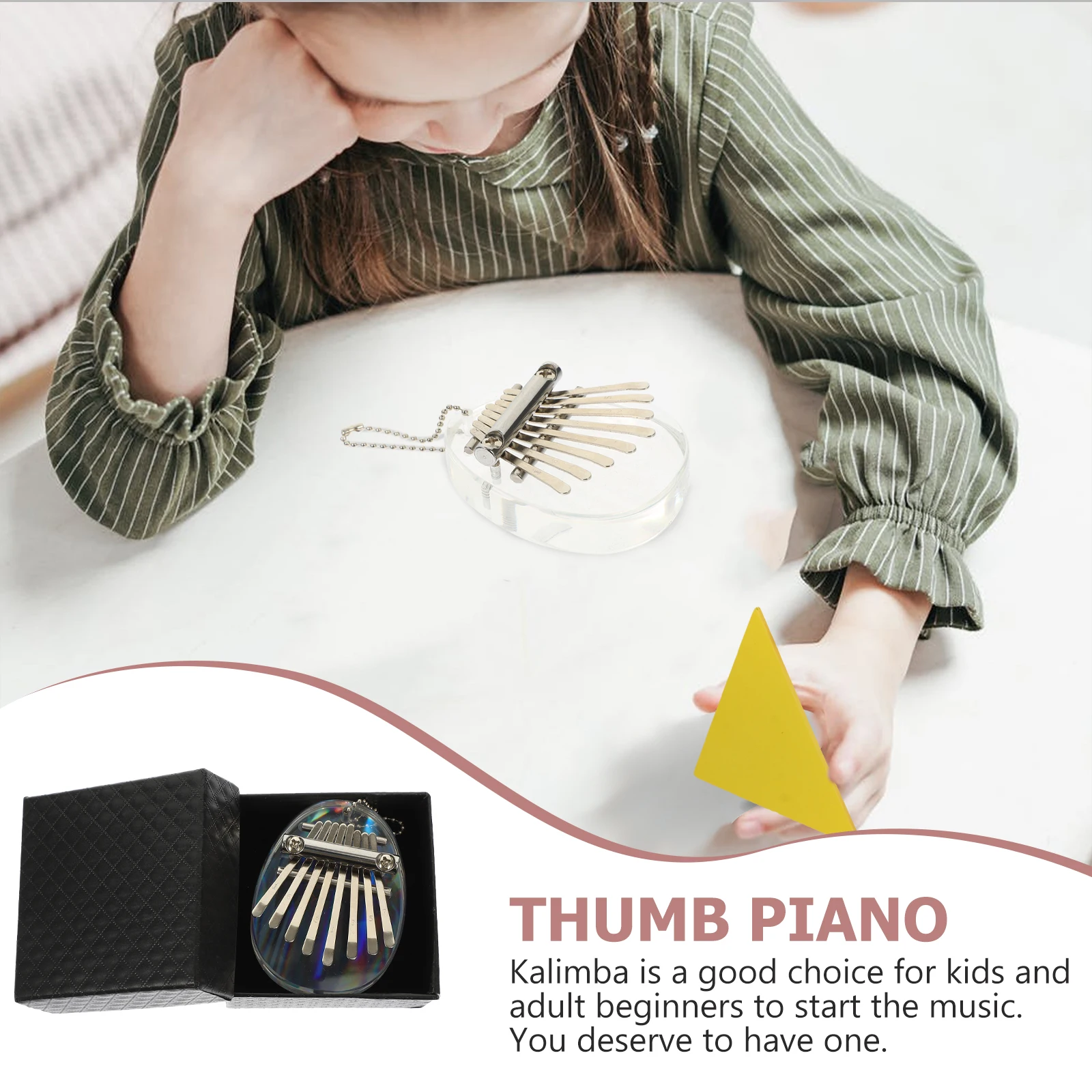 

8 Tone Mini Kalimba Round Smooth Edges Feel Lightweight Design Portable Finger Piano for Travel and Home Use