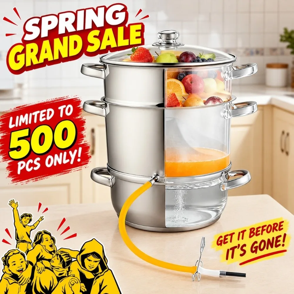 Stainless Steel ‌juice Steamer Pot 6/8L with Lid Steam Juice Extractor Pot Heat Resistant Easy Clean Steam Juicer Household