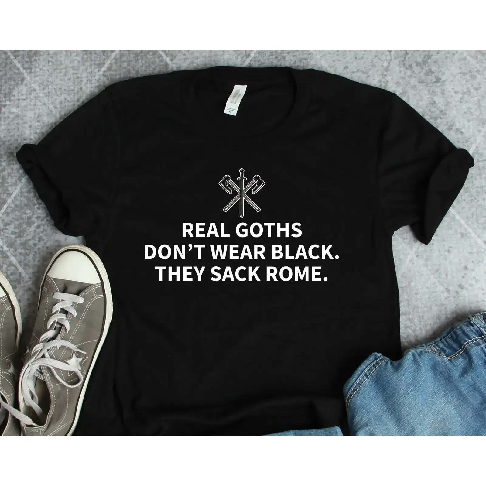 Real Goths Sack Rome History T Shirt Roman s Historian Teacher vintage Washed Top For Everyday Wear Breathable Slightly