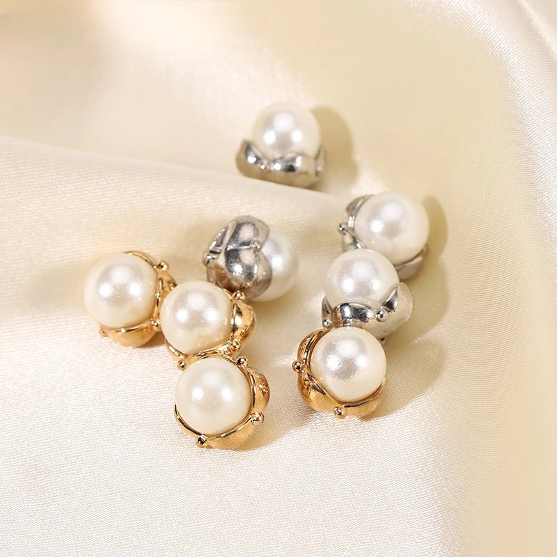 10pcs/bag Fashionable High-end Metal Pearl Shirt Button Up Shirt Cardigan Decorative Button 11.5mm