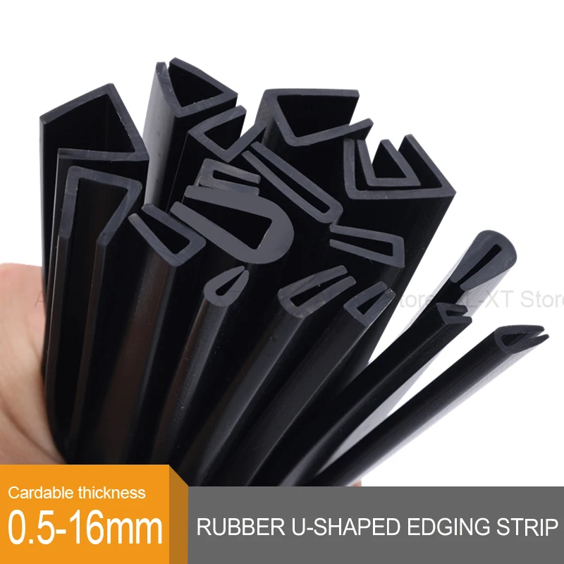 50Meters 6 * 6 * 2mm black U-shaped rubber sealing strip for Glass Metal Wood Panel Board Sheet Cabinet customized link