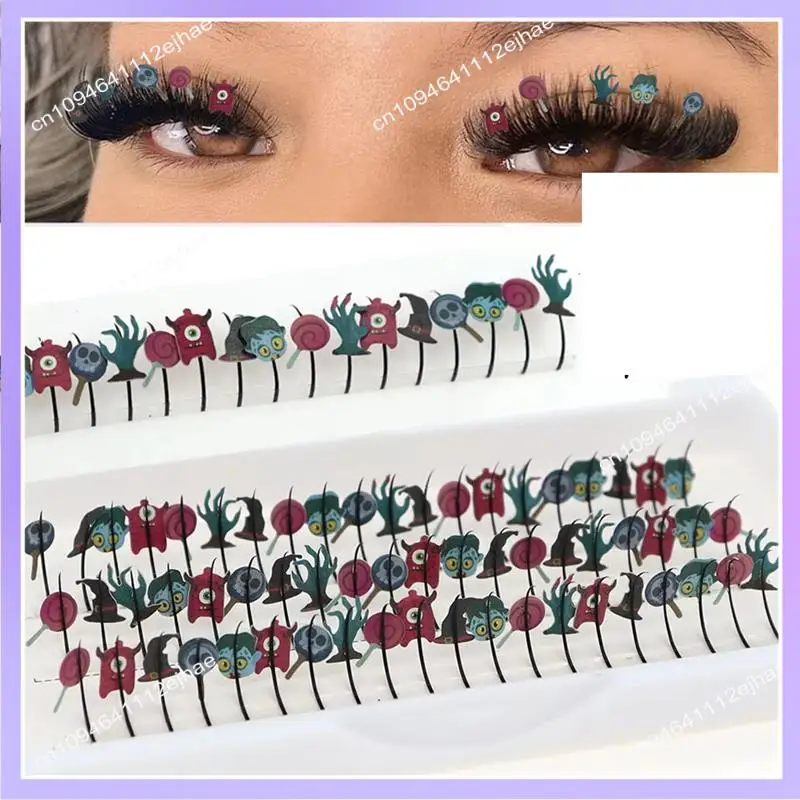 N83R هالوين ملحقات رمش كاذبة الملونة تأثيري الرموش اكسسوارات الديكور لعيد الميلاد النساء ماكياج