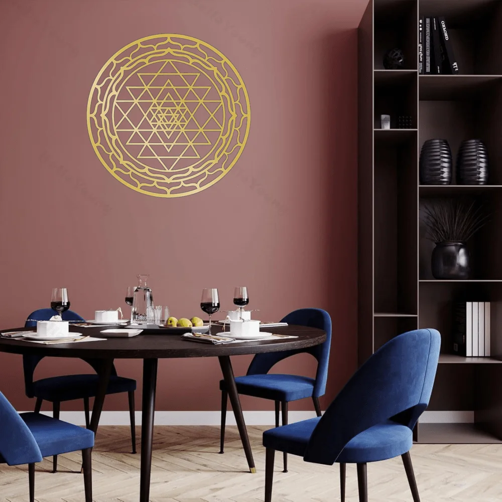 CIFBUY Metal Wall Art Sacred Yantra Mandala Iron Hanging Decor Living Room Meditation Spiritual Home Decoration