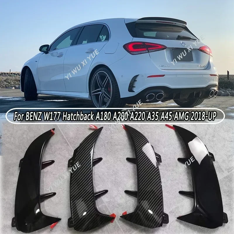 For Mercedes Benz A Class W177 Hatchback A180 A200 A220 A35 A45 AMG 2018-2023 Rear Bumper Canard Fins Rear Side Spoiler Trims