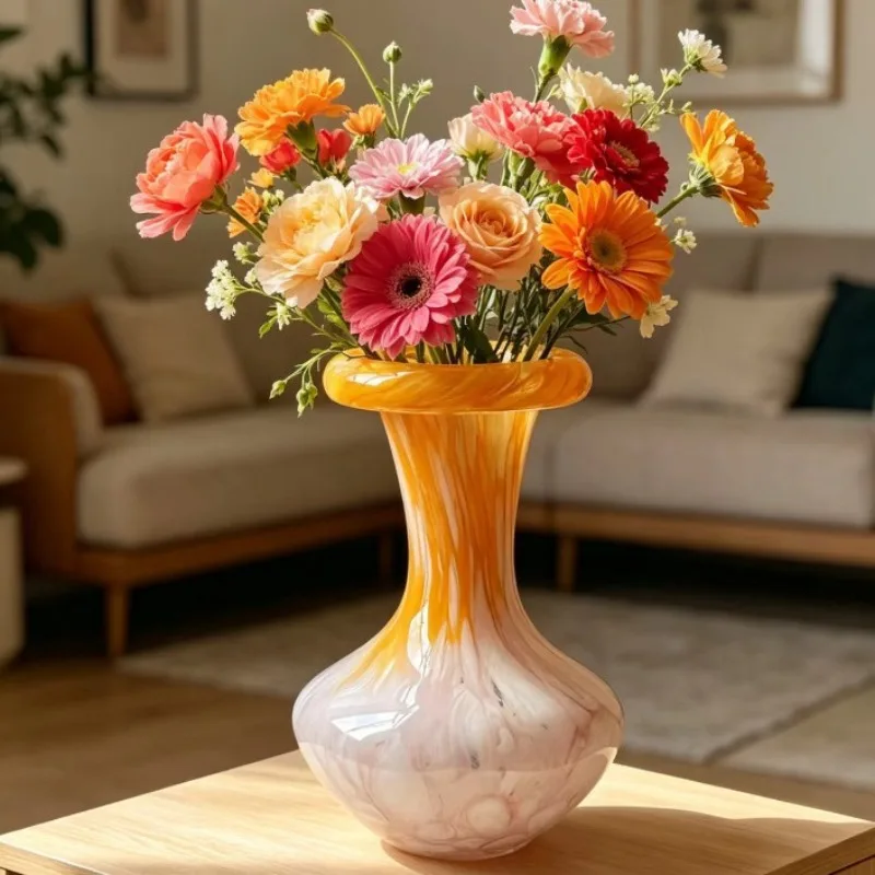 Simple and fine mouth advanced sense glazed vase flower arrangement small fresh flower device living room desktop decoration hou