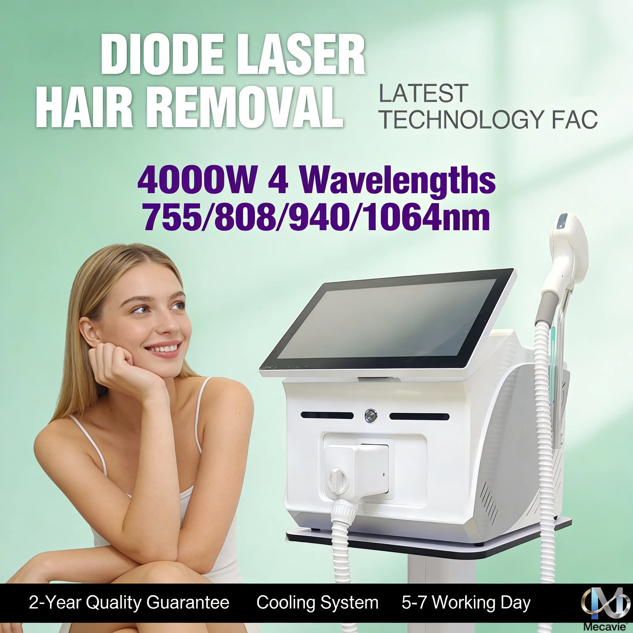 

Портативный титановый лазер сопрано и льдом: 4-волновая система удаления волос 940 755 1064 808 нм с мощностью 4000 Вт для профессиональных результатов