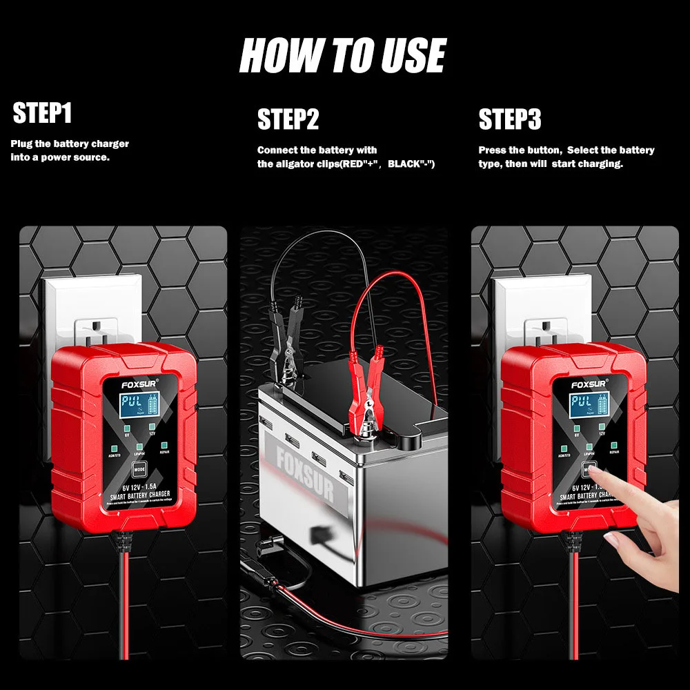 Battery Pulse Repair Charger 6V 12V 1.5A Lead-acid Batter Charger For Car Motorcycle Toy 30W Lithium iron battery