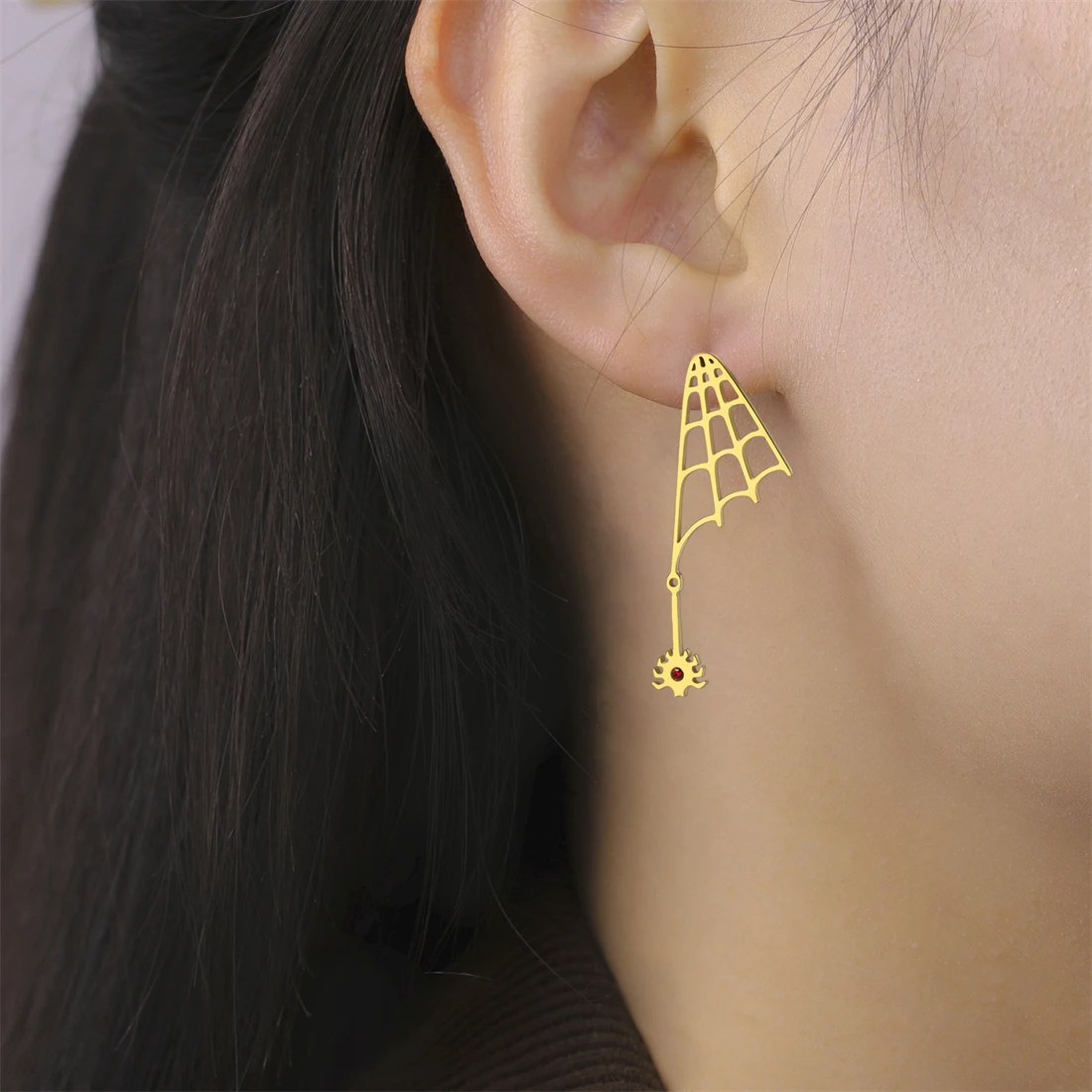 

Punk Spider Web Stud Earrings for Women Girl Trendy Arachnid Earrings Stainless Steel Jewelry Gift Wholesale
