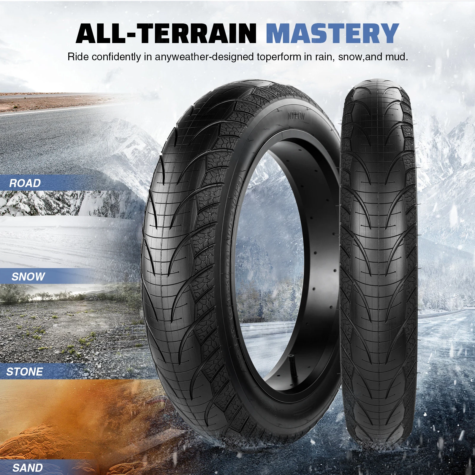 ZUKKA 20x4.0 Fatbike-Reifen Allterrain Pannensicherer Hochleistungs-Ersatzreifen für E-Bike MTB Schnee-Cruiser Dreirad – Detail 6