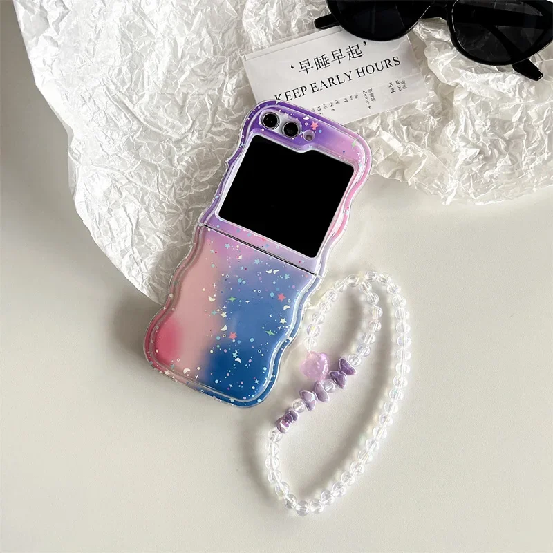 เคสโทรศัพท์ Star Moon สำหรับ Samsung Galaxy Z flip 6 5 4 3ฝาหลังป้องกันสำหรับ ZFlip4 ZFlip5 ZFlip6เคสผิวนอก