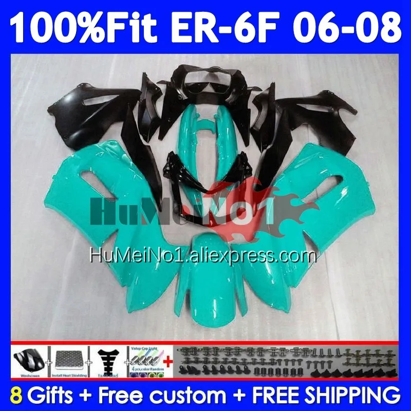 Injection Body For KAWASAKI NINJA 650R ER6 F 650 R Gloss cyan ER 6 F 245No.50 ER-6F ER 6F ER6F 06 07 08 2006 2007 2008 Fairing