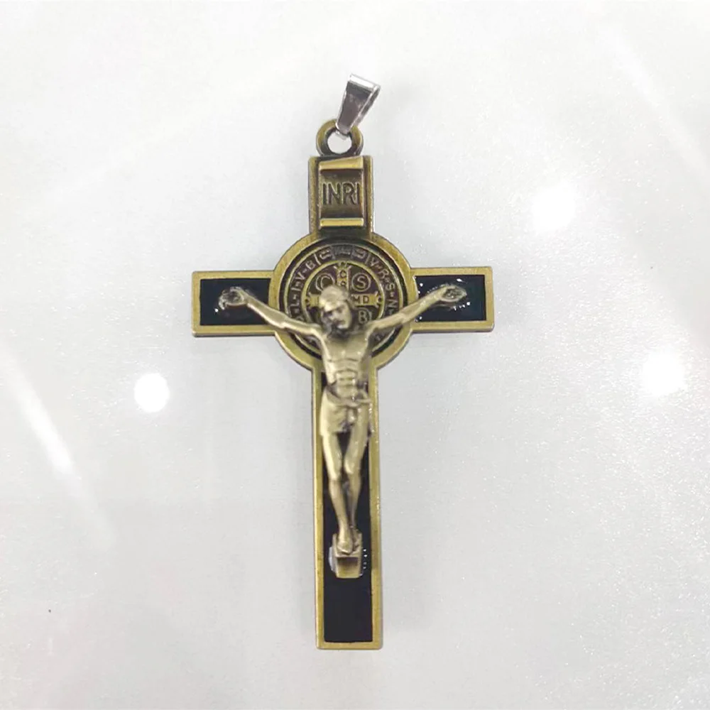 Kruzifix Saint Benedict Kreuz Halskette Anhänger Jesus Religiöse Geschenke für Frauen Männer Schmuck 2 Stück Bulk – Detail 6