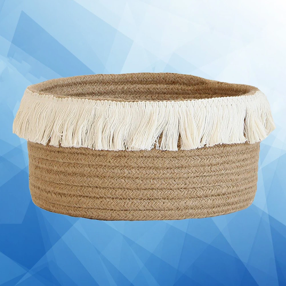 

Jute Storage Basket Knitting Simple Northern Europe Style Storage Basket for Home (Medium Size Khaki)