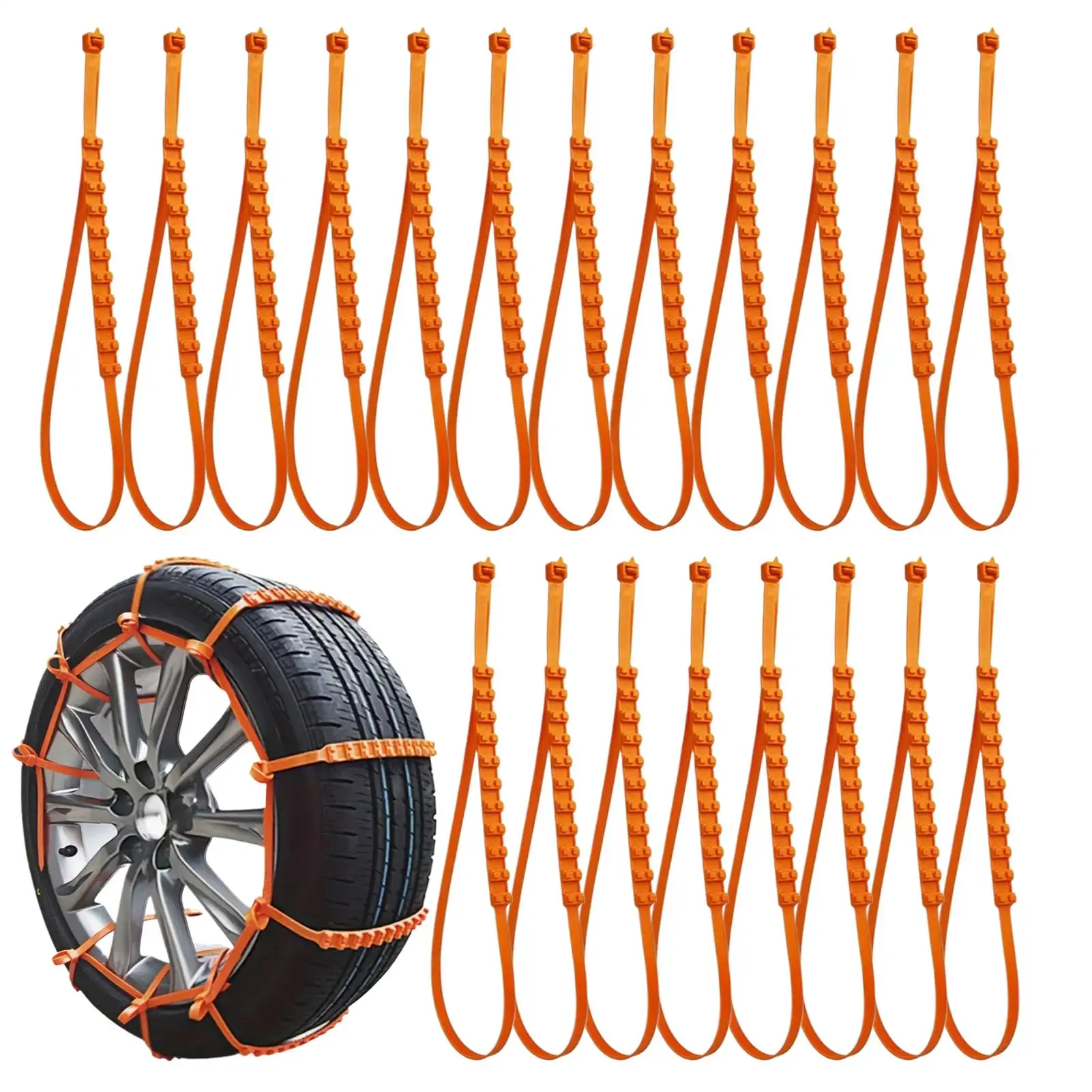 20pcs Anti Skid Adjustable Cable Adjustable Anti-Slip Tire Straps Winter Universal Emergency Tire Chains Car Snow Chains