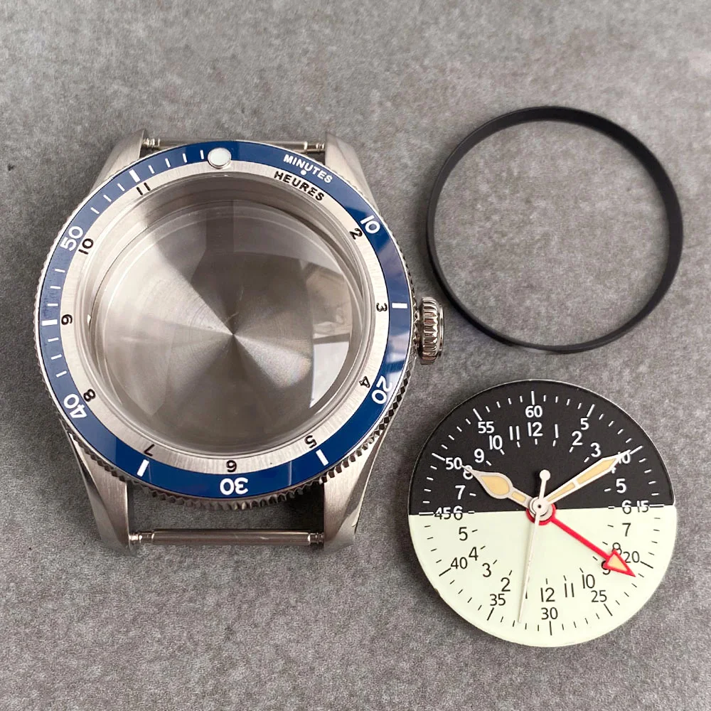 40mm 20ATM Waterproof Diving Watch Case Chapter Ring Fit NH34 GMT NH34A 29mm Lume Blue Black Dial Domed Sapphire 120 Click