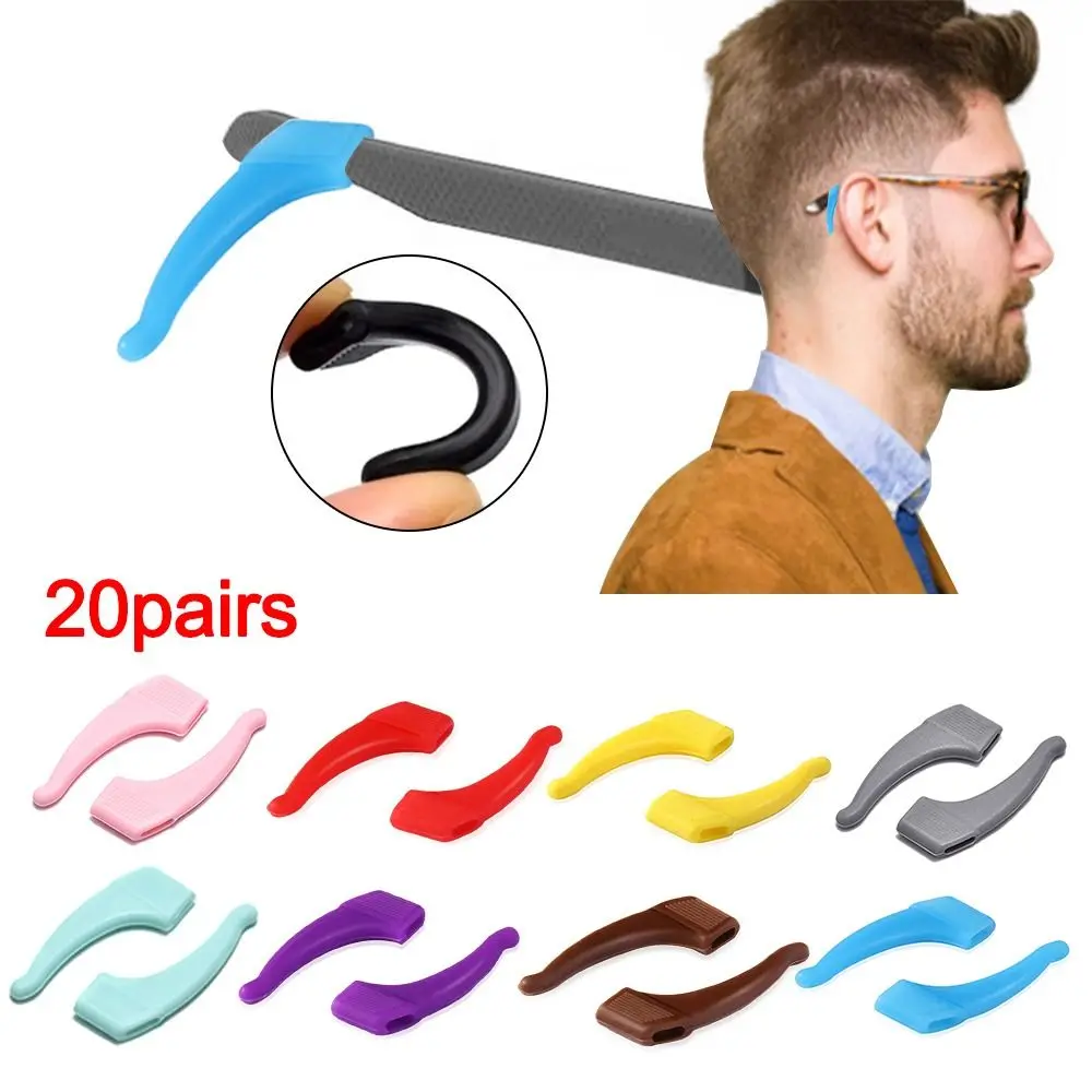 20Pairs Silicone Ear Hook Anti-slip Glasses Leg Ear Sleeve Bracket Fastener Sunglasses Accessories Grip Anti-fall Eyewear Holder