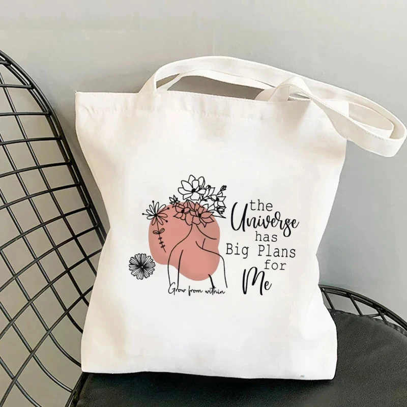 Be Amazing-Bolso de mano de lona con estampado de mariposa en la espalda, organizador respetuoso con el medio ambiente, bolsa de compras de gran capacidad, bolsas de hombro de almacenamiento