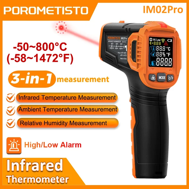 

Умный инфракрасный термометр от -50 до 800, инфракрасный датчик, измерение температуры окружающей среды, бесконтактный ИК-термометр, сигнализация высокого/низкого уровня