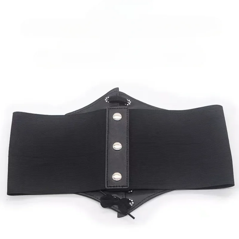 Cintura corsetto gotico da donna moda PU fiore ricamo vestito femminile dimagrante fascia in vita cintura larga nera Vintage per ragazza