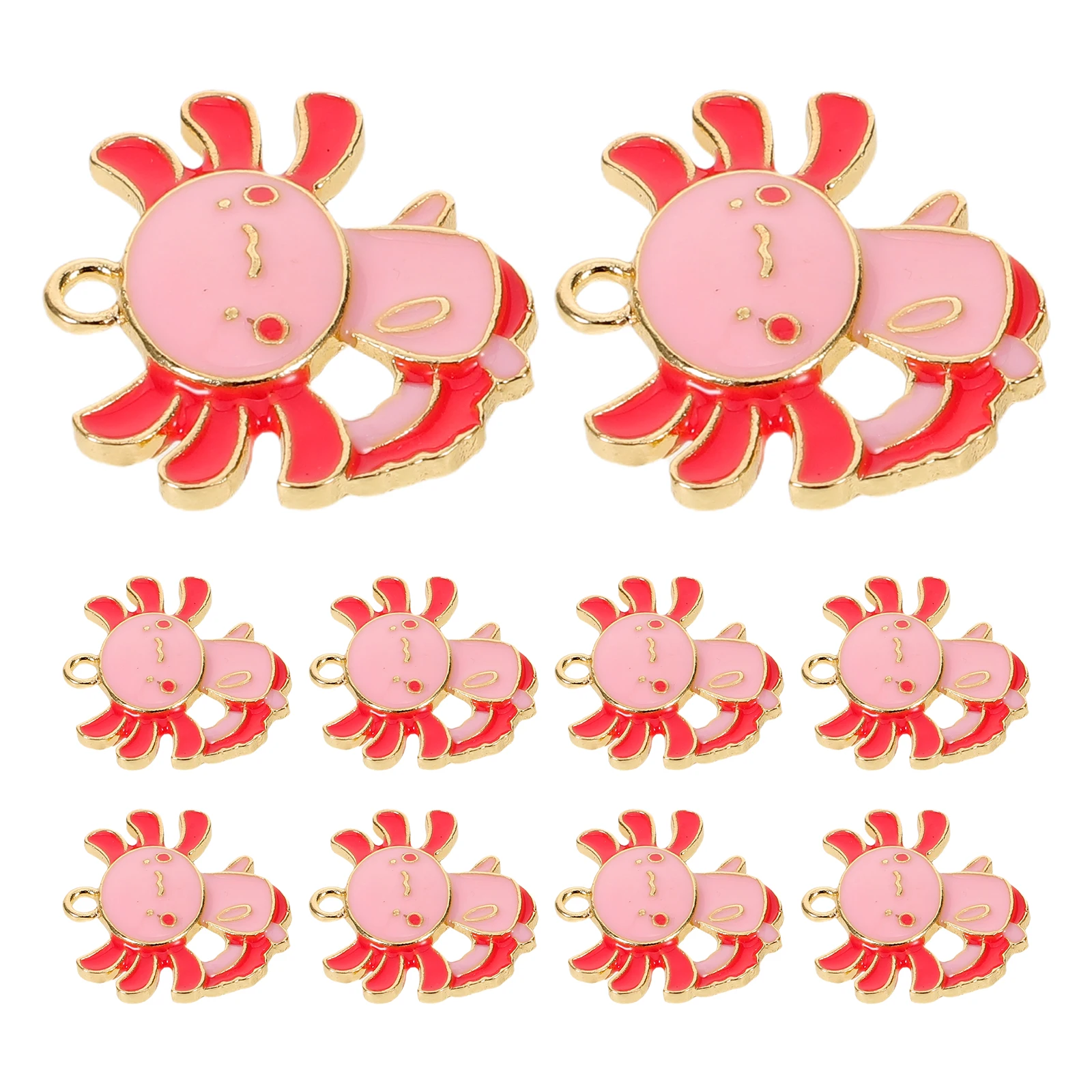

10Pcs Axolotl Animal Charms Vivid Enamel Pendants for DIY Jewelry Making Keychain Bracelets Necklace Craft Supplies