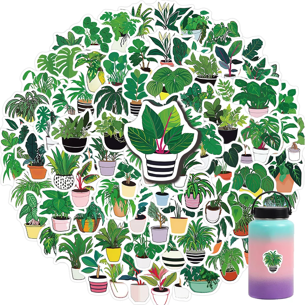 Plantas Verdes Adesivos Estéticos para Crianças, Brinquedo DIY Decoração, Frigorífico, Notebook, Bicicleta, Telefone, Mala, Adesivo Dos Desenhos Animados, Bonito, 89Pcs