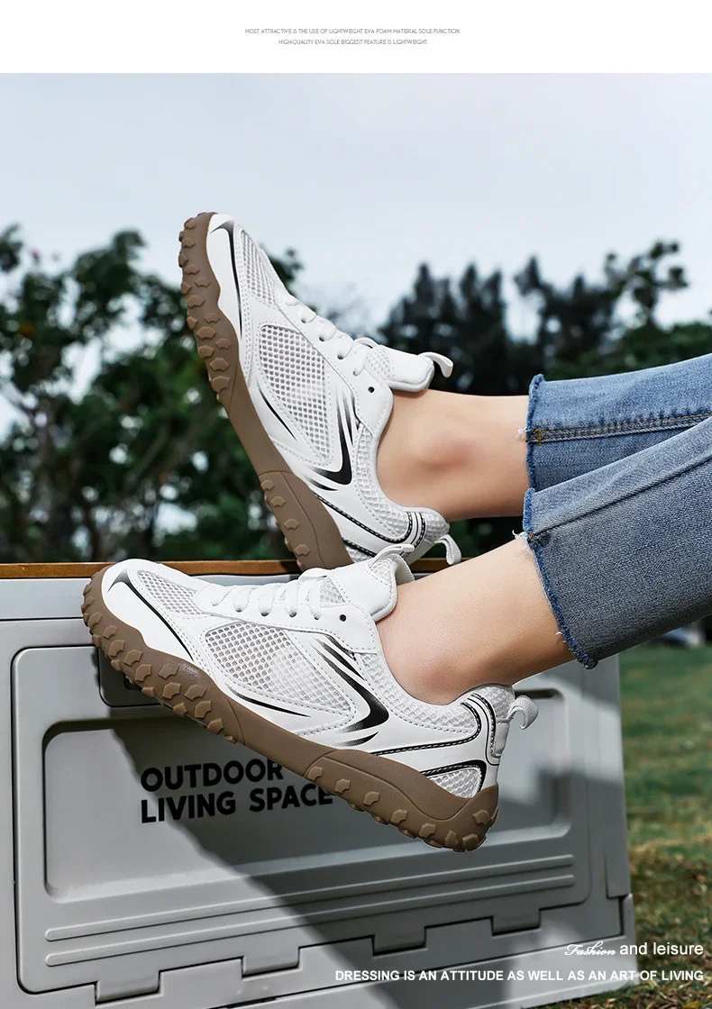 Women's Lightweight Breathable Mesh Hiking Trainers White_voghion.com