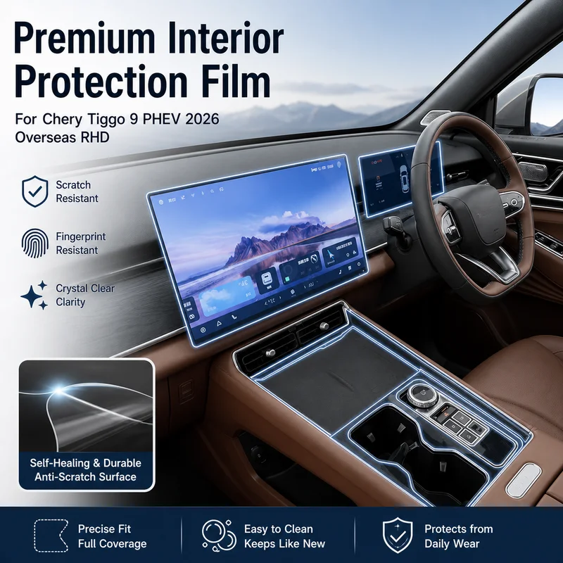 For Chery Tiggo 9 PHEV 2026 Overseas RHD Navigation Screen Protector, Interior Center Console Protective Film