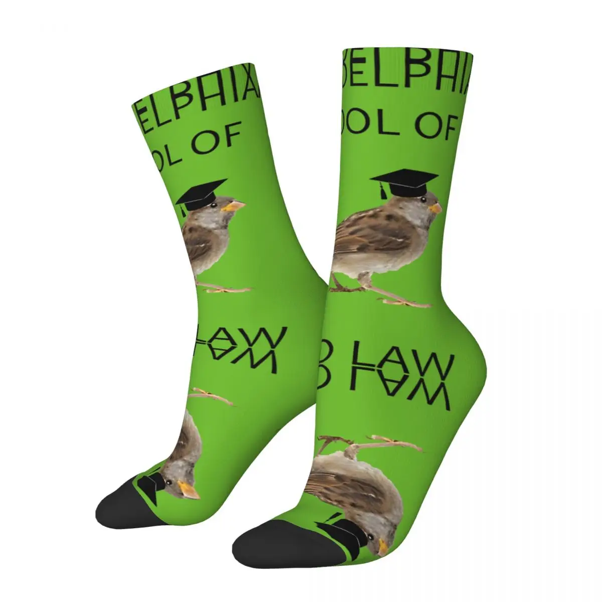 School Of Bird Law Crazy Men's compression Socks Unisex happy 100 days of school Harajuku Novelty Happy Crew Sock Boys Gift