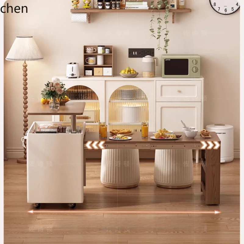 W5.19 HXL Tavolino da caffè pieghevole di lusso leggero con mobiletto laterale per divano, carrello mobile con ruote