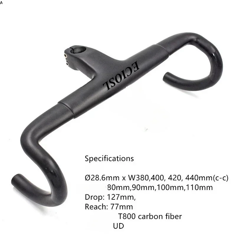 

Newest Racing Road Bike aero matte UD full carbon fibre handlebar and stem integrated carbon 31.8mm conversion adapter 28.6mm