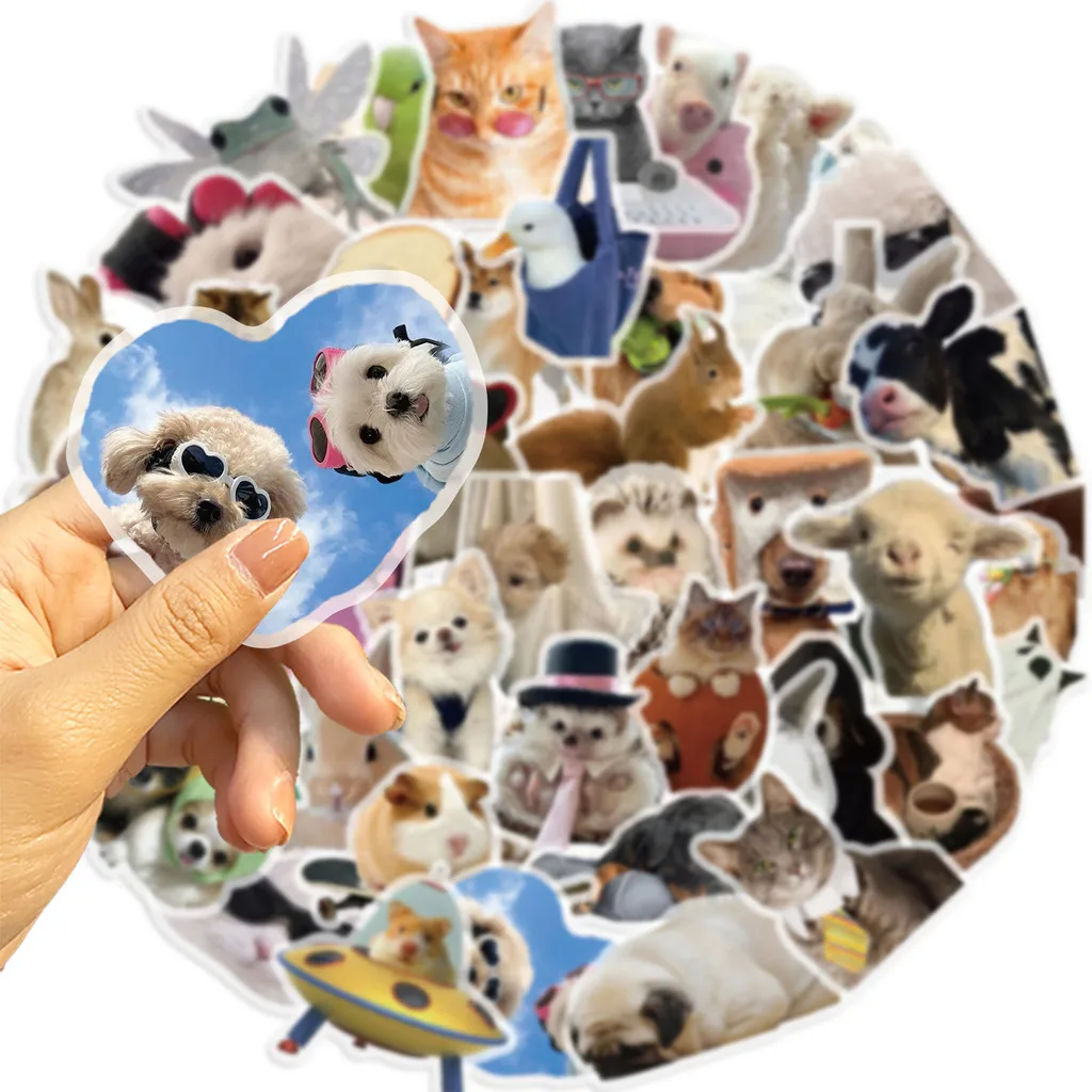 50 STKS Cartoon Leuke Katten en Honden Meme Waterdichte Graffiti Stickers voor Fiets Hand Account Etui Decals