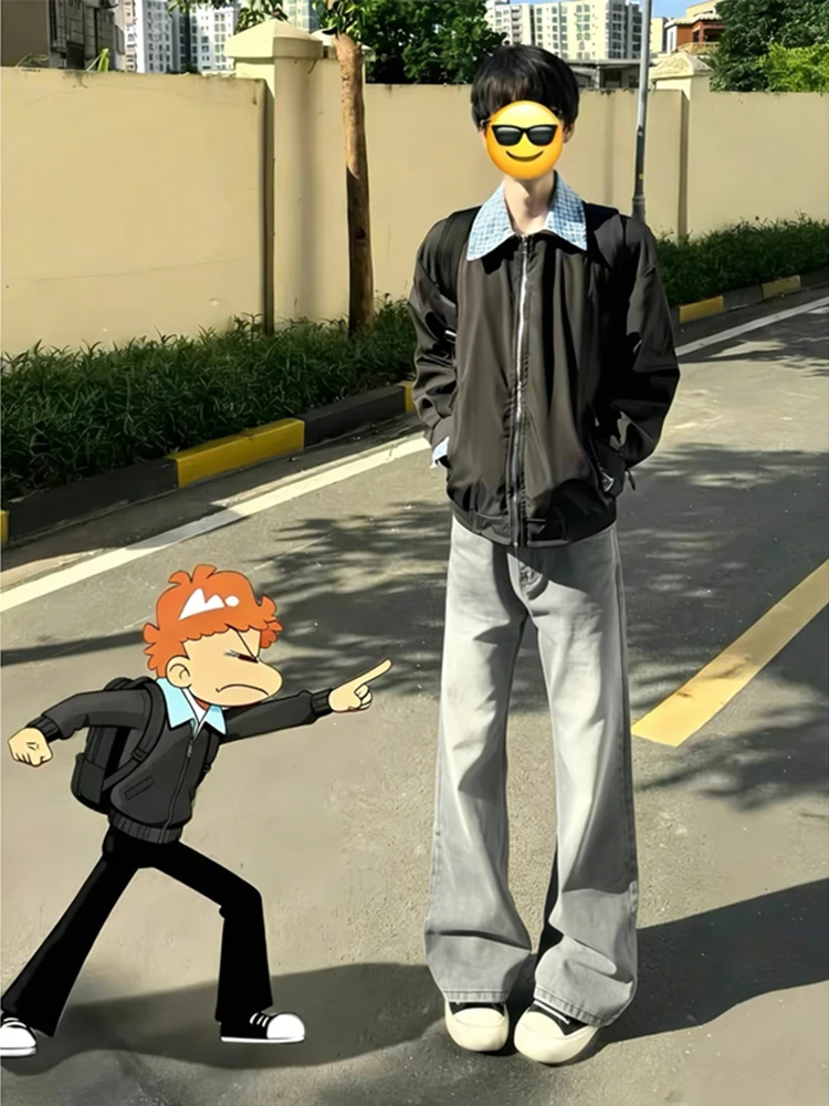 

Light Wa Straight Leg Men's Jeans Retro American Cleanfit Trendy Brand Teenage Waed Upaded Version Bell Bot