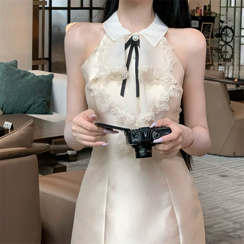 New 2026 Summer Celebrity Birthday Party Dress for Women Sleeveless Ruffles A Line Mini Dress Fashion Cute Bow Slim Short Dress