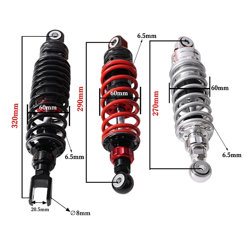 250/270/290/320mm Damping Adjustable Motorcycle Rear Shock Absorber For Honda Yamaha Kawasaki Suzuki Niu UQI U+ U1 MQIS Scooter