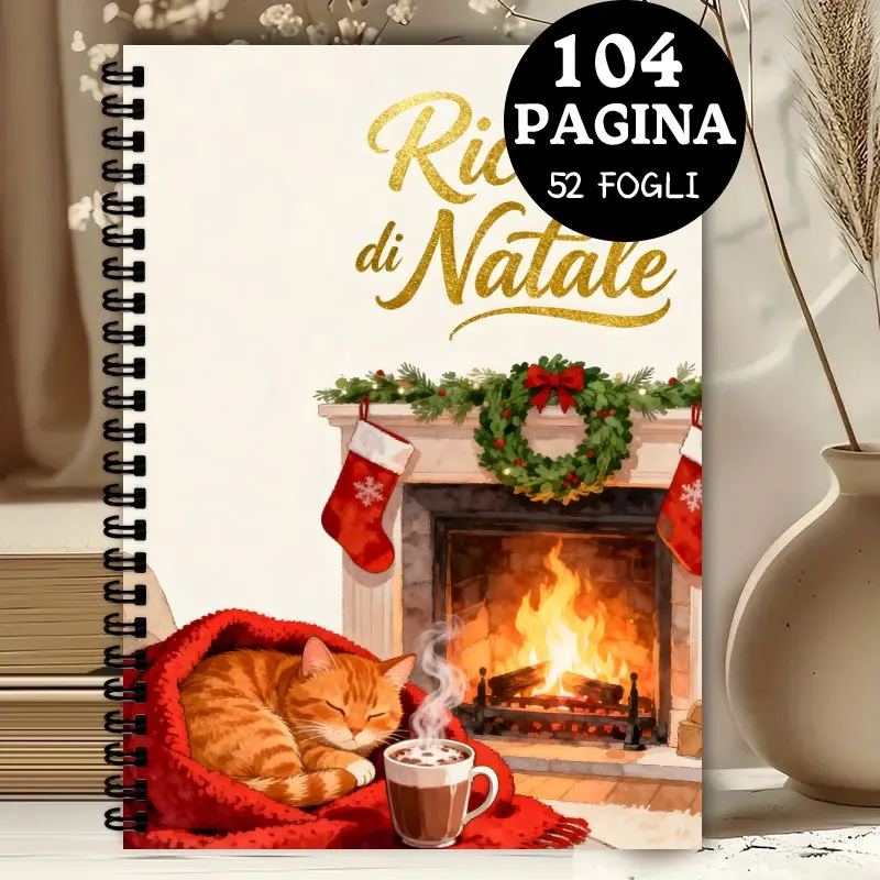 Italian recipe Notebook,Cozy Holiday Atmosphere with Fireplace, Edition for Cooking Enthusiasts and DIY Dining Plans