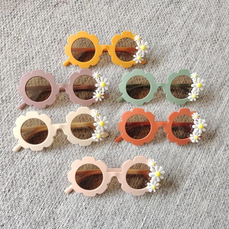 New Children Colorful Vintage Flowers Daisy Sunglasses UV400 Girls Boys Fashion Protection Sunglasses Kids Sun Glasses