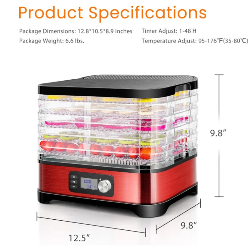 5pc Trays Vegetable Fruit Drying Machine Meat Dryer for Food Dried Fruit Machine Home Kitchen Dehydrator Machine Food Dehydrator