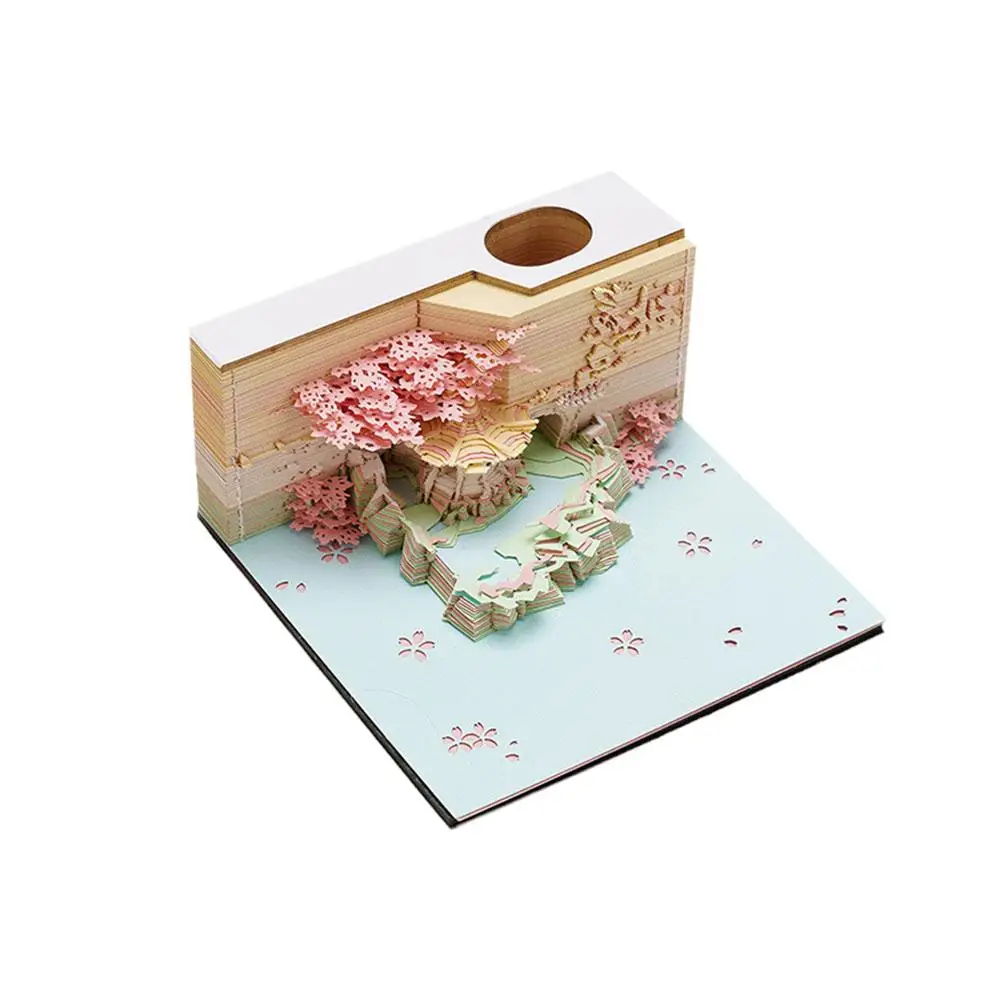 Note Desk Calendar Without Calendar Creative 3D Three-dimensional Sculpture Paper Desktop Landscape Decoration Office F7Z6