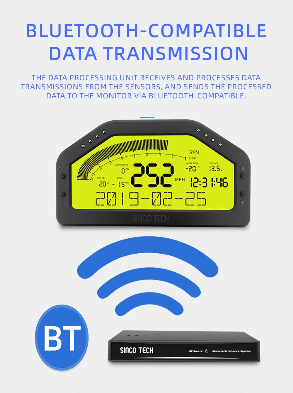 MAIMEIMI 다기능 디지털 레이스 대시 패널 9 in 1 게이지 LCD 디스플레이 센서 키트 레이스 대시 보드 Bluetooth 호환 DO904