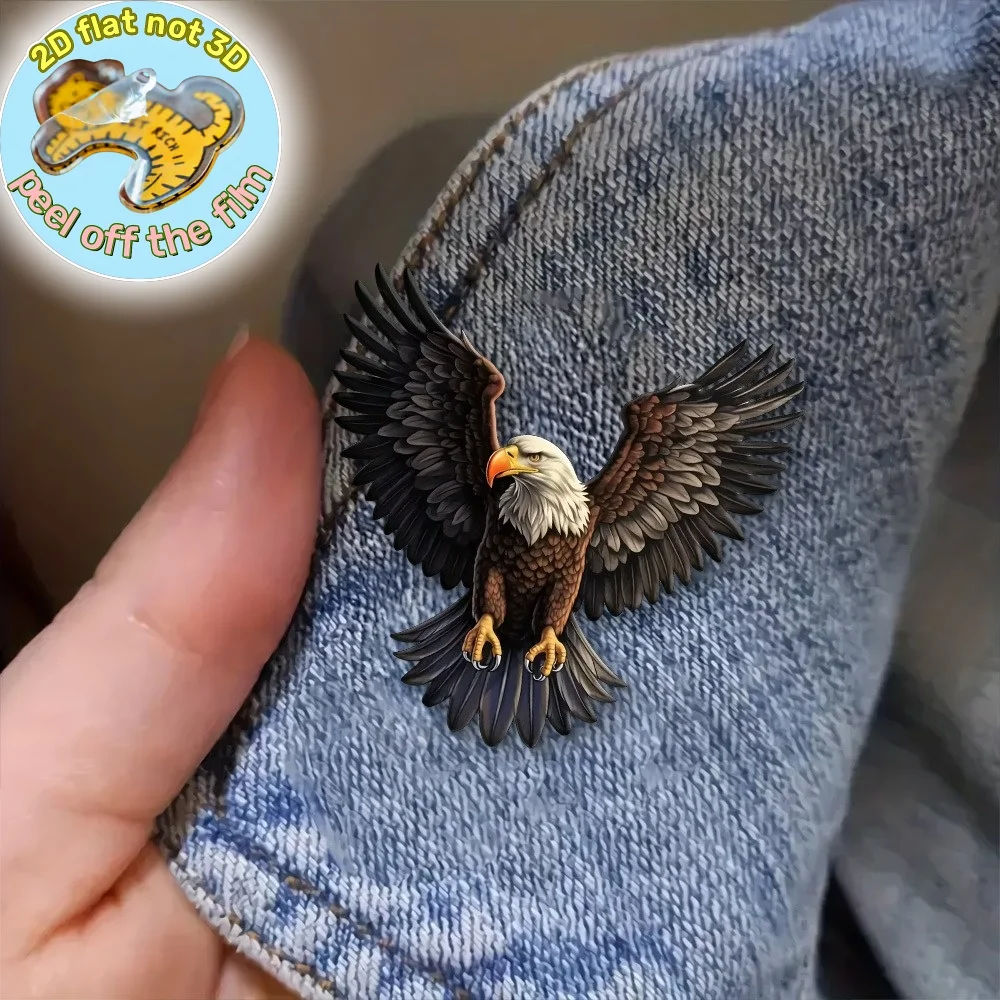 Chic Bald Eagle Brooch,Birds Themed 2D Flat Acrylic Ornament,Twist Head Eagle Lapel Pin,Decoration for Bags,Clothing,Jackets,Hat