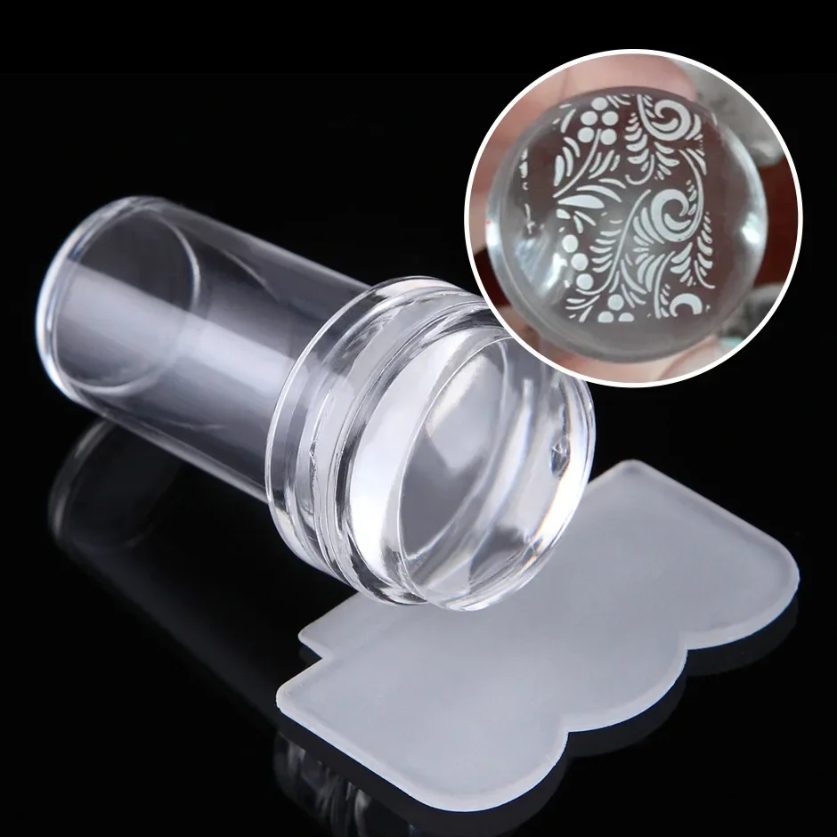 Nail Stamper Jelly Silicone Printing Nail Polish Stamping French Tip Nail Stamp Template with Scraper Manicure Stencil Tools