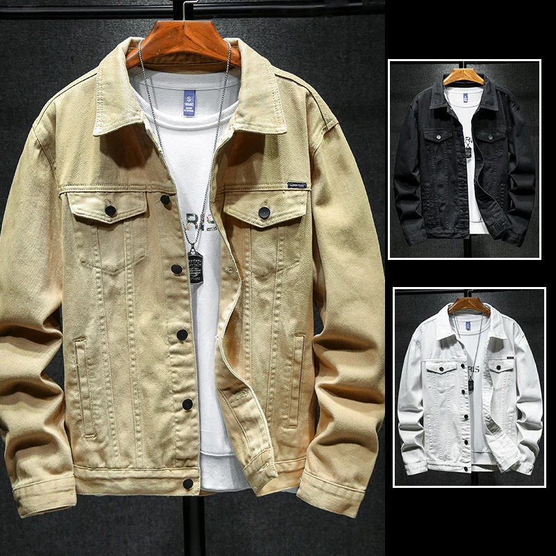 

Men's Retro Style Loose Iridescent Workwear Denim Jacket 2025 Autumn Winter Trendy Casual Denim Top Plus Size 5XL