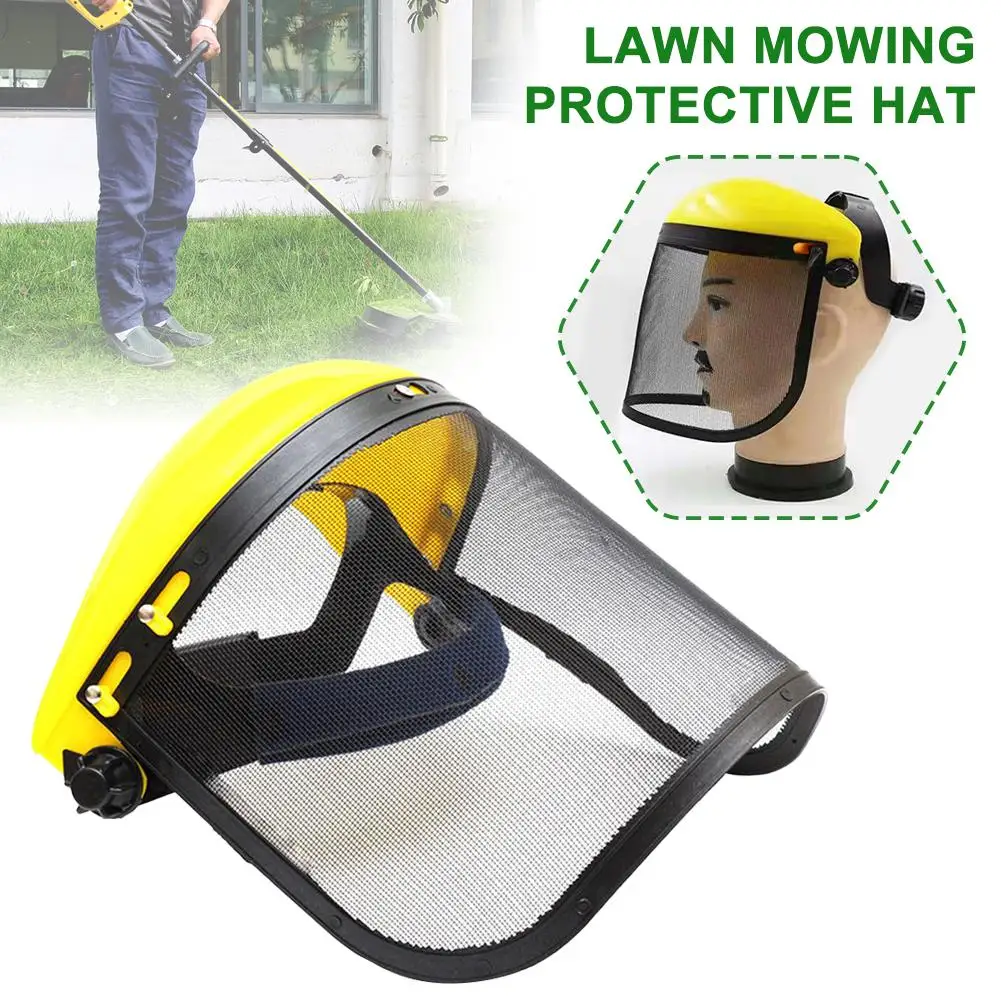 Garden Grass Trimmer Safety Helmet Hat With Full Face Mesh Protective Helmet For Trimmer Gardening Weed Wacker Protection K3V3