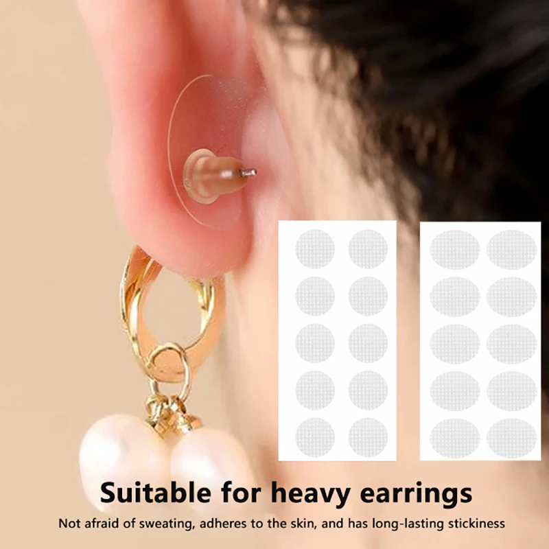 100Pcs Clear Invisible Earlobes Protective Stickers For Stretched Ear Lobes And Relieve Strain From Heavy Earrings